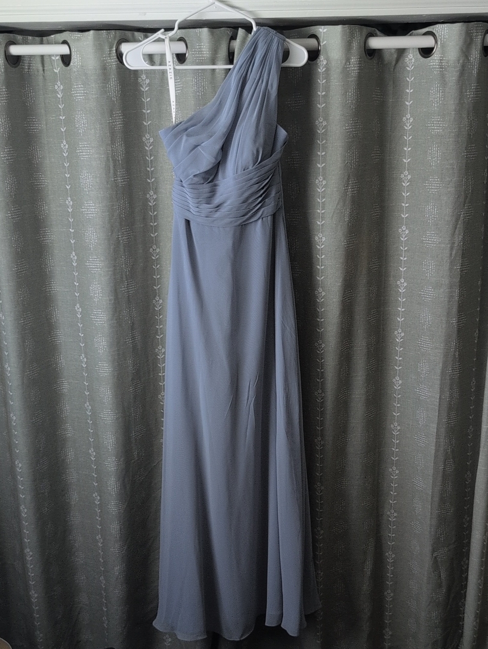 One-Shoulder Slate Blue Evening Gown/Bridesmaid Dress